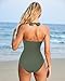 SUUKSESS Women Sexy Tummy Control One Piece Swimsuits Halter Push Up Monokini Bathing Suits (Army Green, L)