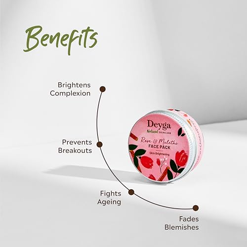 Deyga Rose & Mulethi Skin Brightening Face Pack (100 g) | Reduces Pigmentation | For Glowing, Even-Tone Complexion