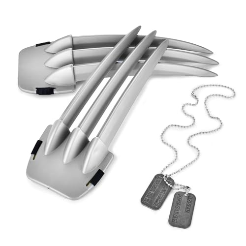 Hoappa Garras de lobo de plástico con colgante de placa de perro para disfraz de Wolverine