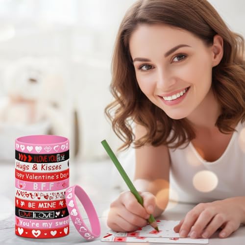 Bracelets en silicone Saint-Valentin pas cher lot de 100 pour petits prix classe - 6