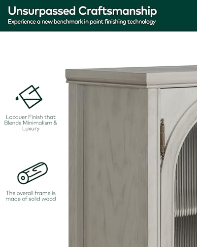 Armario de baño de madera maciza Chogori para montar en pared sobre el inodoro, almacenamiento para medicamentos con estantes ajustables, armario con puerta de acrílico y diseño arqueado cuadrado, 25,6" x 11" x 23,6", gris miniatura 4