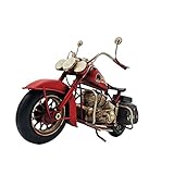 VANLAXY Vintage Motorcycle Model Decoration Iron Motorcycle Miniature Sculpture for Table Book Shelf Decor Gift（Red）
