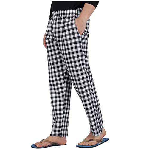 Image of Men's Cotton Checkered Printed Pyjama, Pajamas Colors -(Red, Blue Pack of 2