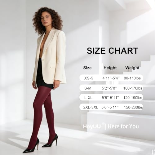 Image of HeyUU Women's 80D Ultra Soft Opaque Tights, High Waist Solid Color Footed Pantyhose with 29 Colors