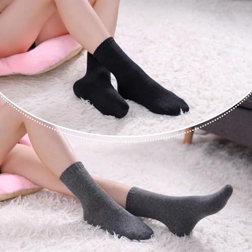 Image of LINEMIN Wool Socks for Women Winter Warm Hiking Thick Warm Cozy Boot Crew Gift Socks 5 Pairs