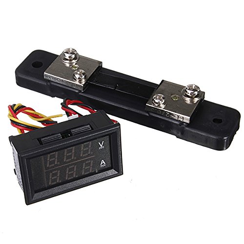 Dual Display Digital Volt Meter (4.5-30V) + 50A 75mV Shunt Resistor - For DC/AC Current Monitoring