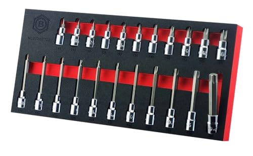 Britool Hallmark Jeu d'embouts Torx, T10-T60, entraînement 3/8", embouts 48 mm et 95 mm, plateau de rangement, 10 pièces – vue 2