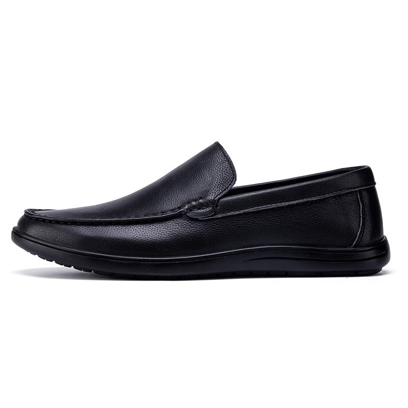 Mens Loafers Shoe Round Toe Leather Solid Color Loafer Shoes Lightweight Flexible Flat Heel Fashion Slip On2
