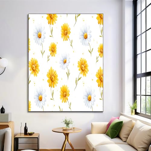 Aquarelle jaune marguerite pour réveiller un mur blanc : affiche moderne 80x120cm