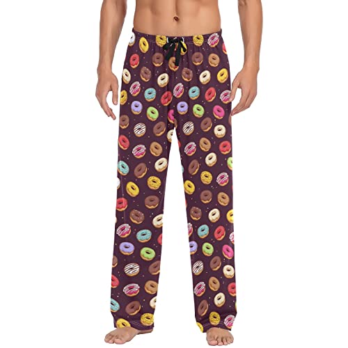 Ollabaky Men's Pajama Pants Cartoon Dinosaur Pjs Bottoms with Pockets Sleep Lounge Pants for Men