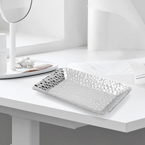 Bandeja decorativa rectangular de acero inoxidable para baño y cocina juego de 2 piezas plata 6