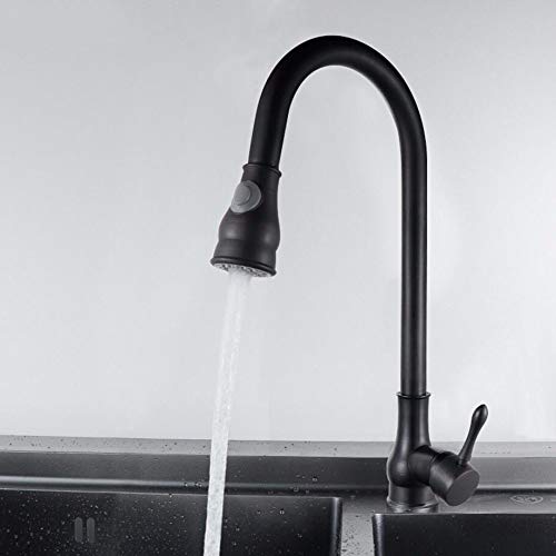 Robinet de cuisine à tréfilage noir mitigeur eau chaude et froide en cuivre - 3