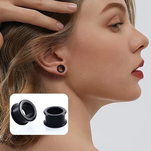 Uwiyo 20 Stück Silikon Flesh-Tunnel Set, 4-20mm Hollow Silikon Tunnel Plugs Ohrdehner Plug Ohr Expander Ohrplugs Flexible Stretching Expander Ohr Piercing Schmuck für Männer Frauen (Schwarz)