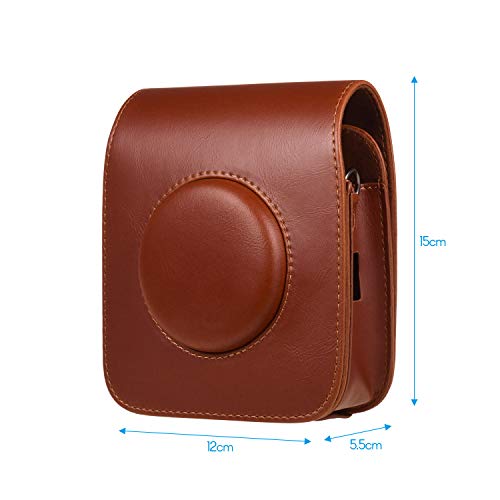 Andoer Bolsa para câmera de couro PU com alça de ombro compatível com câmera instantânea Fujifilm Fu