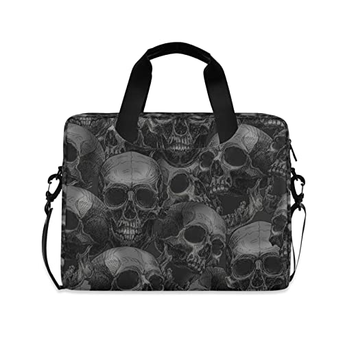 JIPONI Scary Skulls 15.6 16 Inch Laptop Case Bag Briefcase Messenger Computer Bag For Men Women With Shoulder Strap Handle