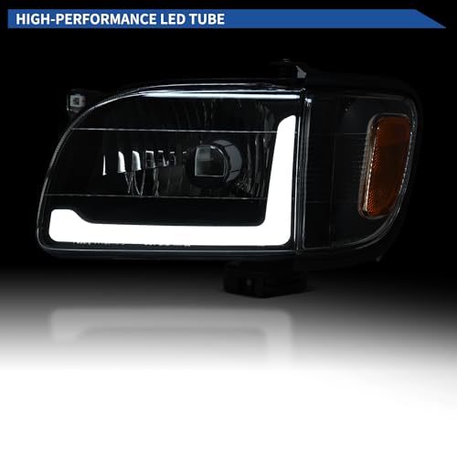 Image of OEDRO Headlight Assembly Compatible with 2001 2002 2003 2004 Tacoma Headlamp with Amber Reflector Clear Lens Black Housing
