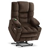 MCombo Small Triple Motor Power Lift Recliner Chair with Massage and Dual Heating, Adjustable Headrest for Petite Elderly People, Fabric 7631 (Coffee, Small)