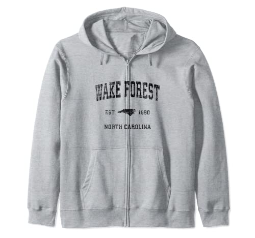 Wake Forest North Carolina NC Vintage Sport Design Nero Pr Felpa con Cappuccio