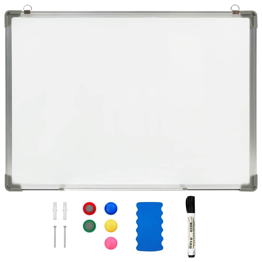 Magnetyczna tablica suchościeralna, biała, 70 x 50 cm, stal z aluminiową ramą, magnetyczna tablica do pisania i suchościeralna powierzchnia do biura, szkoły, sali konferencyjnej i organizacji