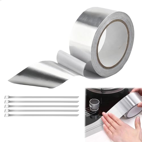 mongtsamz Cinta Alta Temperatura,Cinta Adhesiva Impermeable con Tiras de Fijación,Cinta Aislante Termica,Cinta Fugas Agua Presion,Cinta Aluminio Adecuada para Cocinas,Tejados,Cableado y Tuberías