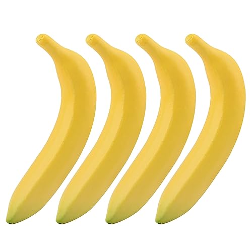 Artificial Fake Fruit Realistic Artificial Banana Lifelike Plastic Foam Simulation Fruit Decorative Fake Food Model Display Photography Props for Kitchen Wedding Home Party Decor (COLOR:4pcs)