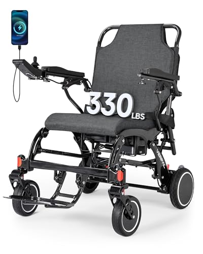 21" Lightweight Carbon Fiber Electric Wheelchairs for Adults, 20 Miles