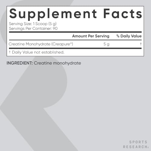 Image of Sports Research Creatine Monohydrate Powder w /Creapure, 90 Servings