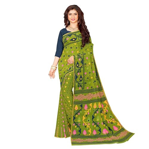 Image of Mayabi Women's Dhakai Jamdani Cotton Silk Saree Traditional Bengali Tant Korat Work, Without Blouse Piece
