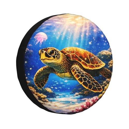 Image of Sea Turtle Spare Tire Cover - Funny Wheel Protectors Waterproof Universal Wheel Cover for SUV Rv Travel Trailer Camper Truck 17 Inch