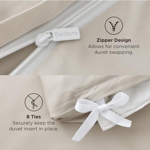 Image of Bedsure PureWoven Cooling Duvet Cover, Ideal for Hot Sleepers, King Size | 100% Viscose Derived from Bamboo, Lightweight & Silky Soft, Breathable Moisture-Wicking Bedding Set, 3 Pieces, Linen