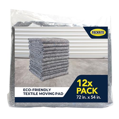 Padded XL Moving Blankets, 12 Pack, Heavy Duty, Eco-Friendly Pads for Packing & Furniture Protection