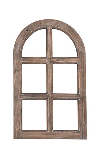 Deko-Fensterrahmen Holz- Rahmen Fenster-Attrappe Holz Natur Vintage Optik Oben halbrund