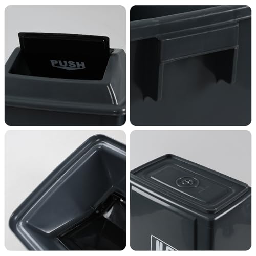 Caneca de basura plástica rectangular 6 galones, gris, 4 unidades miniatura 3