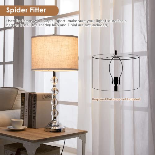 Lamp Shades Set Of 2, Drum Lampshades 12.6" Top X 12.6" Bottom X 8" High, Easy Assembly Replacement Lamp Shades For Table Lamps Floor Lamps Natural Linen Beige Lampshades Spider Fitter #TOP6