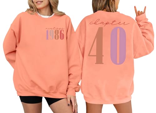 NACJOM Chapter 40 Vintage 1986 Sweatshirt Women, 40th Birthday Gift Funny Forty Years Old Hoodie