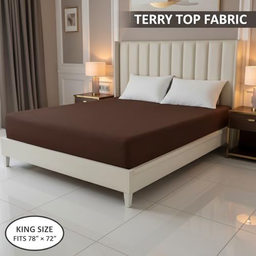 Image of 100% Waterproof Premium Cotton Feel Mattress Protector King Size 78x72 Inches | Breathable and Hypoallergenic Ultra Soft Fitted Bed Protector Cover