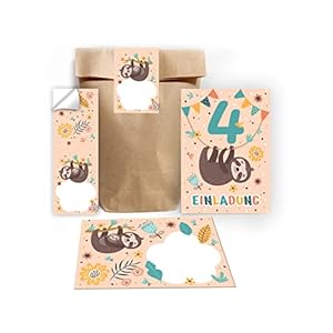 Lot de 12 cartes d’invitation pour 4ème anniversaire d’enfant – Invitation à un quatrième anniversaire – Pour filles et…