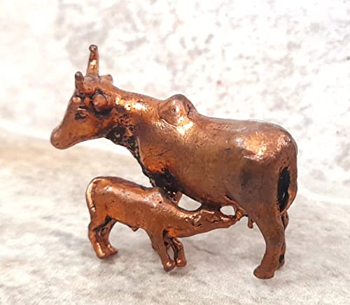Image of Cow with Calf Murti Copper Idol - 0.9 in - Pack of 1
