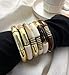 iF YOU 6pcs Chunky Acrylic Bangle Bracelets for Women, Resin Bamboo Brown Stretchy Bracelet Stack, Fashion Jewelry for Women (6 Clear white brown bracelets)