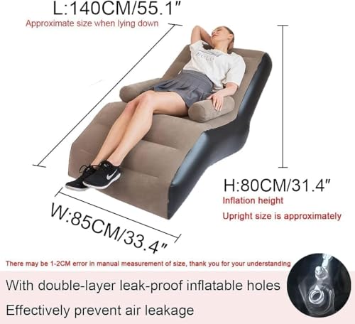 Image of Inflatable Lazy Sofa Chair with Househoid air Pump, Foldαble Lounge Chair with Armrests for Living Room, Bedroom, Office,Travel, Cαmping (Multi Color)