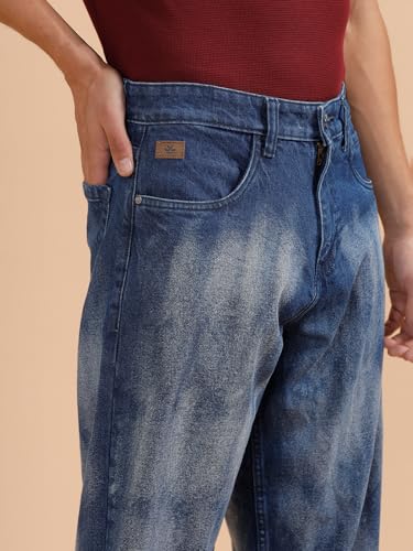 Image of WROGN Men's 100% Cotton Jeans | Solid | Loose Fit