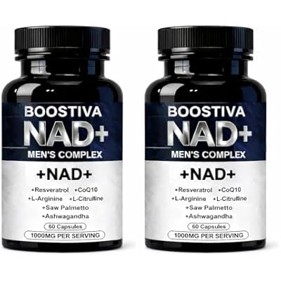 Boostiva NAD+ Supplements For Men With NAD, Resveratrol, CoQ10, L-Citrulline & Lycopene Nitric Oxide Support, Prostate Care, Anti-Aging, Stamina & Cellular Energy Boost 60capsules 1 2