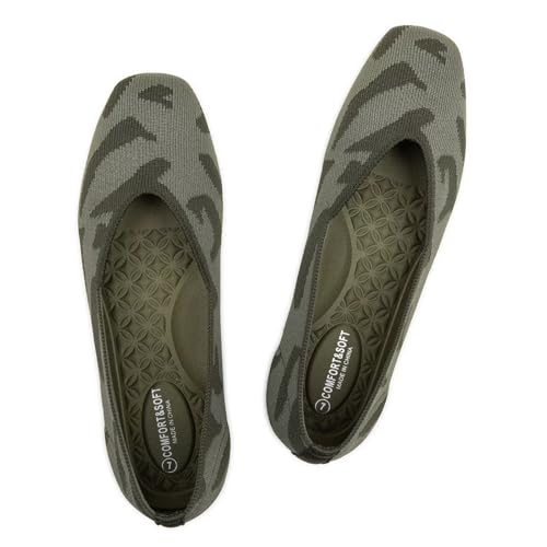 Image of Frank Mully Womens Casual Flat Shoes Square Toe Shoes Knitted Work Flat Comfort Dressy Flat Shoes for Daily Washable
