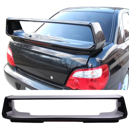 Fit 2002-2007 Subaru Impreza WRX Sedan Trunk Spoiler STI Style Painted #01G | IKON MOTORSPORTS with 3rd Brake LED Light Paint #01G Platinum Silver Metallic ABS Plastic Rear Trunk Lid Spoiler  product thumbnail 16