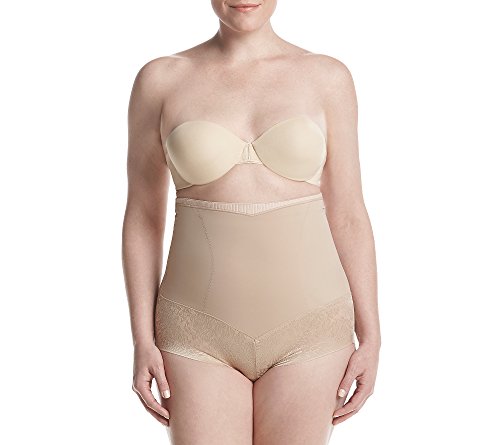 Flexees Women's Maidenform Shapewar Curvy Firm Foundations Hi Waist Brief, body beige, 3X LARGE