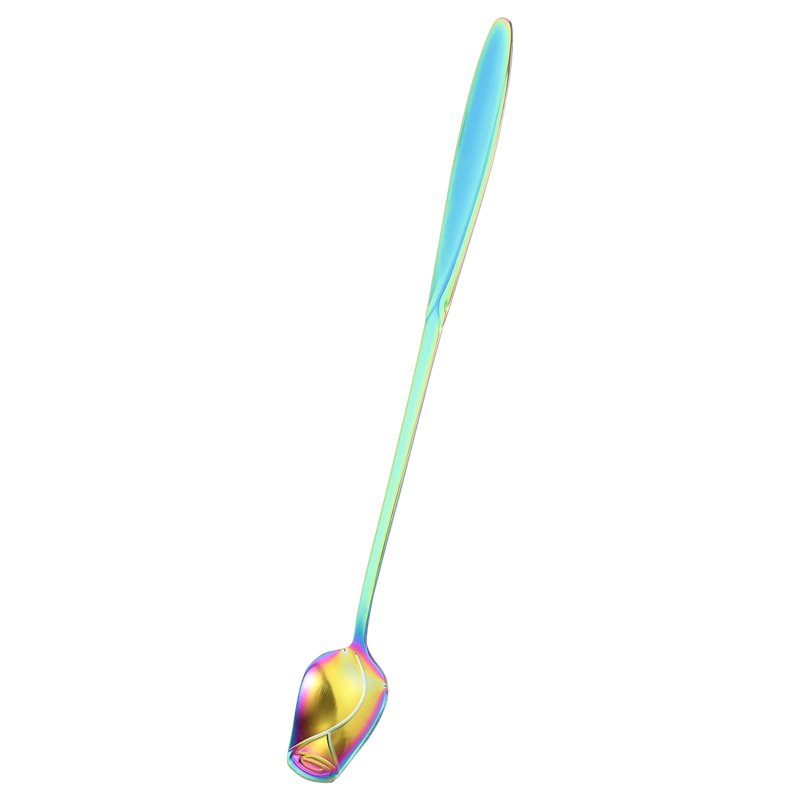 uxcell 7 Inch Stainless Steel Coffee Spoons Rose Flower Shape Spoons Ice Tea Spoon Dessert Spoon for Sugar Cake Stirring Mixing Colorful