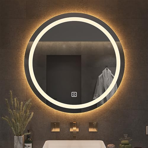 50cm|60cm|70cm|80cm ���E���h�o�X���[���~���[ LED���C�g�t�� �Ɩ��t���Ǌ|�����ϋ� �܂�~�� 3�F����LED���C�g(3 colors,60cm)