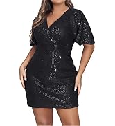 EVILD Plus Size Cocktail Dress Champagne Sequin Bodycon Dresses Sparkly Wedding Guest Dresses for Women : Clothing, Shoes & Jewelry