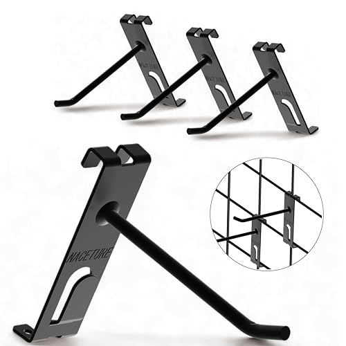 Double Gridwall Hooks- 24 Pcs Display Hooks for Grid Wall Panel- Grid Wall Hooks 4 inch with Extra Hook On The Bottom- Durable Peg Hook Wall Grid Panel Hooks for Hanging Retail Gridwall Accessories