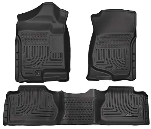 Husky Liners | Weatherbeater Series | Front & 2nd Seat Floor Liners (Footwell Coverage) - Black | 98211 | Fits 2007-2013 Chevrolet Silverado/GMC Sierra 1500, 2007-2014 2500/3500 Extended Cab 3 Pcs